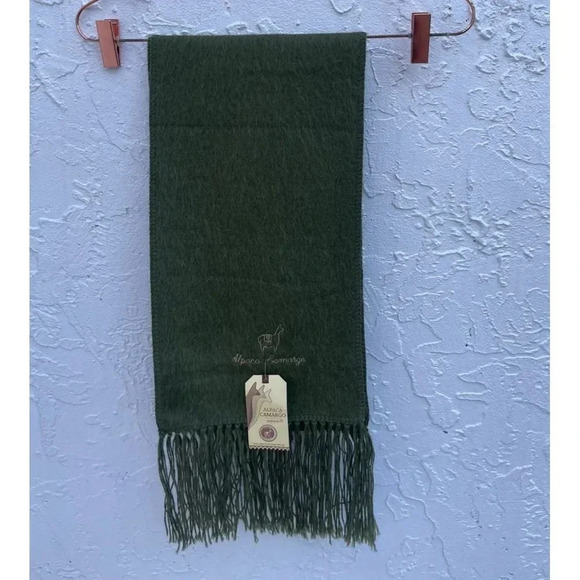 New Alpaca Camargo Scarf Rectangle Fringe Neck Warmer Multifunctional Army Green - Picture 1 of 12